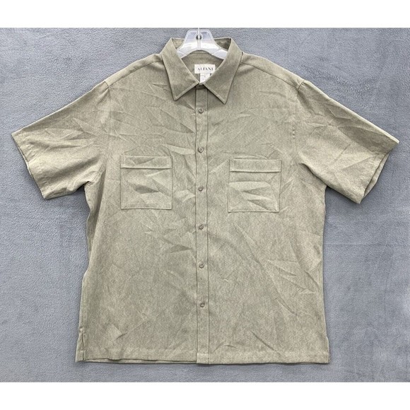 Alfani Other - Alfani Button Down Shirt Men's Size XL Beige Short Sleeve Double Chest Pockets